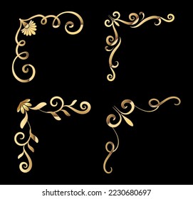 Beautiful golden classical prestige royal style decorative corners vector set