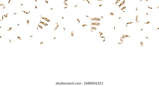 Beautiful golden confetti pattern background, zigzag down for celebration. Vector illustration of festive decoration.