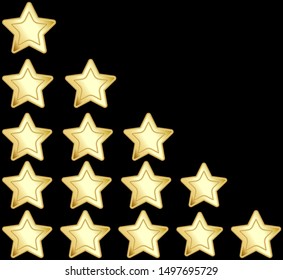 beautiful golden decorated stars, isolated on black, from one to five stars evaluation signs for business and personal use as symbol and design element and as festive background design