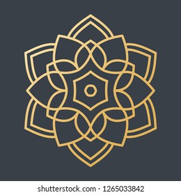 Beautiful Golden Decoration Ornament. Floral. Oriental. Lines - Vector