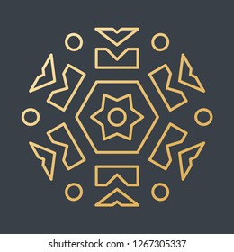 Beautiful Golden Decoration Ornament. Oriental Mandala.