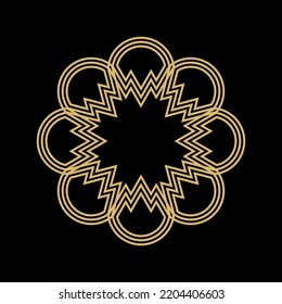 Beautiful Golden Decoration Ornament. Vector. Mandala. Oriental. Lines