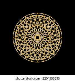 Beautiful Golden Decoration Ornament. Vector. Mandala. Oriental. Lines