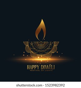 beautiful golden diya happy diwali background design