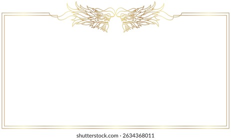 A beautiful golden dragon frame border for traditional asian design, calligraphy, and text space, perfect for various creative projects.