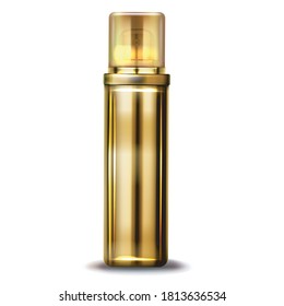 hermoso frasco dorado vacío para cosméticos de cuidado farmacéutico