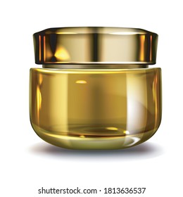 hermoso frasco dorado vacío para cosméticos de cuidado farmacéutico
