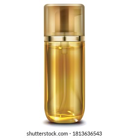 hermoso frasco dorado vacío para cosméticos de cuidado farmacéutico
