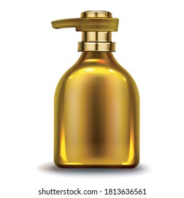 beautiful golden empty jar for pharmacy care cosmetics