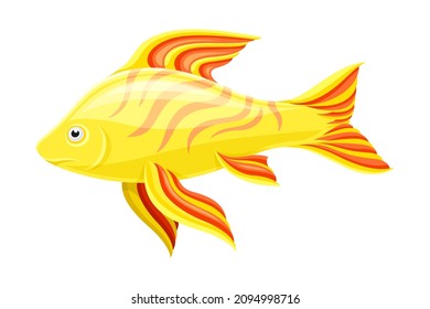 Beautiful golden exotic fish vector illustration on white background