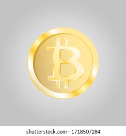 Beautiful golden expensive shiny coin cryptocurrency bitcoin technology blockchain graph isolated on white background.