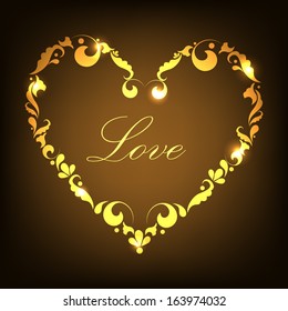beautiful golden floral heart .Eps10