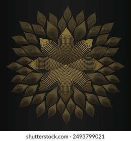 beautiful golden flower petal on black background design