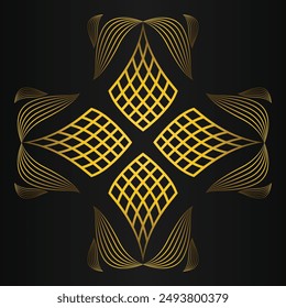 beautiful golden flower petal on black background design