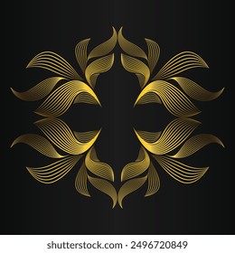 beautiful golden flower petal on black background design