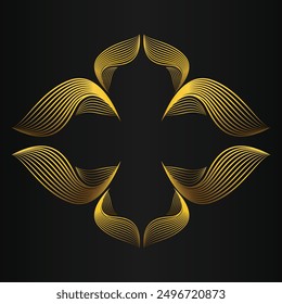 beautiful golden flower petal on black background design