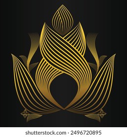 beautiful golden flower petal on black background design