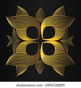 beautiful golden flower petal on black background design