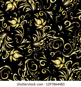 Beautiful golden flowers seamless pattern for everyone