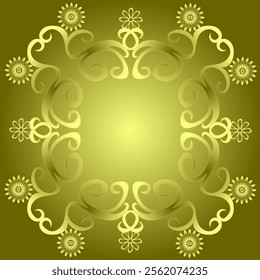 Beautiful golden frame decorated with floral pattern on gradient background