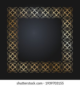 Beautiful golden frame. Festive design. Square gold border. Vector illustration EPS10