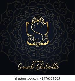Beautiful Golden Ganesh Ji Background Design
