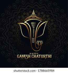 beautiful golden ganpati card for happy ganesh chaturthi