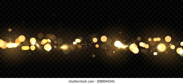 Beautiful golden glitter stars on abstract black background are used for celebrations.