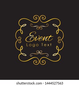 Beautiful Golden gradient decorative swirls logo for event management / decoration / ornamental etc., for multipurpose use on black background.