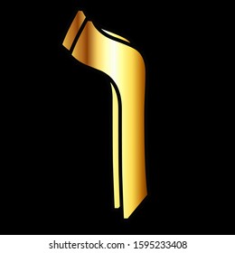 Beautiful golden Hebrew alphabet. The letters Hebrew gold, the font is stylish and bright. Vector illustration on black background