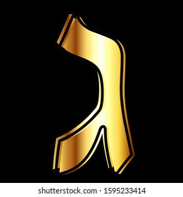 Beautiful golden Hebrew alphabet. The letters Hebrew gold, the font is stylish and bright. Vector illustration on black background