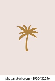 beautiful golden illustration boho style poster on beige background