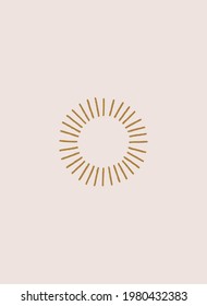 beautiful golden illustration boho style poster on beige background