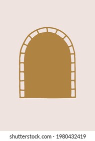 beautiful golden illustration boho style poster on beige background