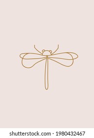 beautiful golden illustration boho style poster on beige background