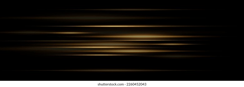 A beautiful golden light flashes. Glowing stripes on a transparent background. Glowing abstract glitter background with lined. light wallpaper effect