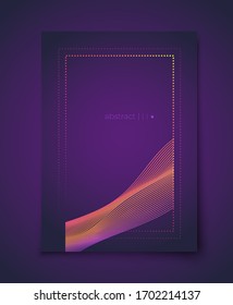 Beautiful golden lines soft background, great design for any purposes .luxury soft dark violet background with yellow abstract geometric lines. brochure vector design.