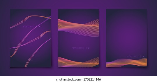 Hermosas líneas doradas de fondo suave, gran diseño para cualquier propósito. lujoso fondo violeta oscuro con líneas geométricas abstractas amarillas. diseño vectorial de folleto.