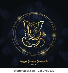 Beautiful Golden Lord Ganesh Vector Design on Ganesh Chaturthi Festival Background