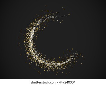 Beautiful golden moon, Ramadan Kareem gold background. Vector illustration