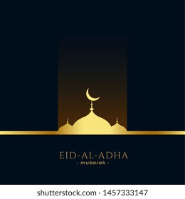 beautiful golden mosque eid al adha greeting
