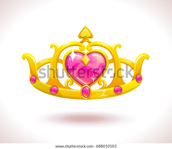 Beautiful Golden Princess Crown Pink Ruby Stock Vector (Royalty Free ...