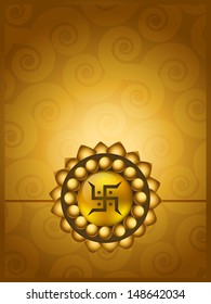 beautiful golden rakhi vector design