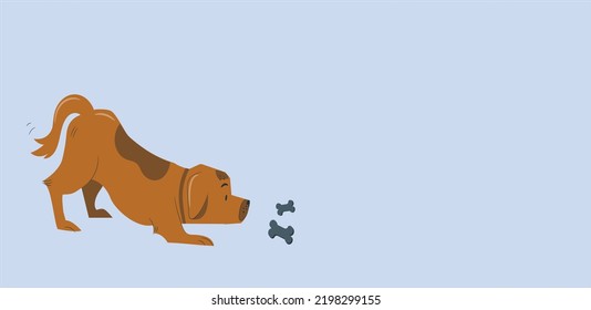 Un bello perro de Golden Retriever con un hueso de lluvia. Hermoso perro con orejas esponjosas masticando un hueso. ilustración vectorial