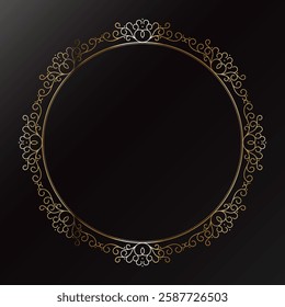 Beautiful golden round frame with ornamental pattern