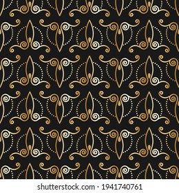 Beautiful golden seamless pattern. Festive design. Vintage gold background. Vector illustration EPS10