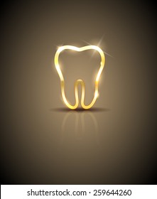 Beautiful Golden Shiny Tooth Silhouette Illustration 