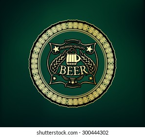 beautiful golden sign of premium quality beer