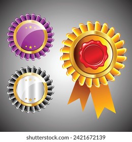 Beautiful Golden Silver Badge Design for Certificate and Diploma