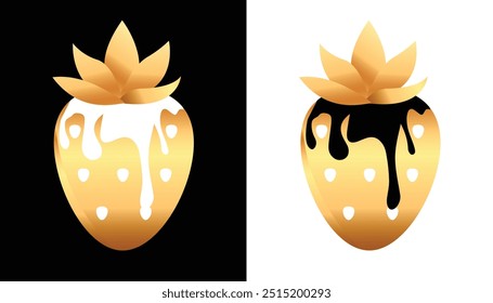 beautiful golden strawberries with chocolate and white topping